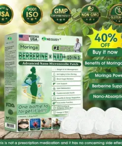 NEGUSY™ Moringa .Berberine x NAD 10-in-1 Advanced Nano Microneedle Patch - Once Daily, Visible Results in 7Days