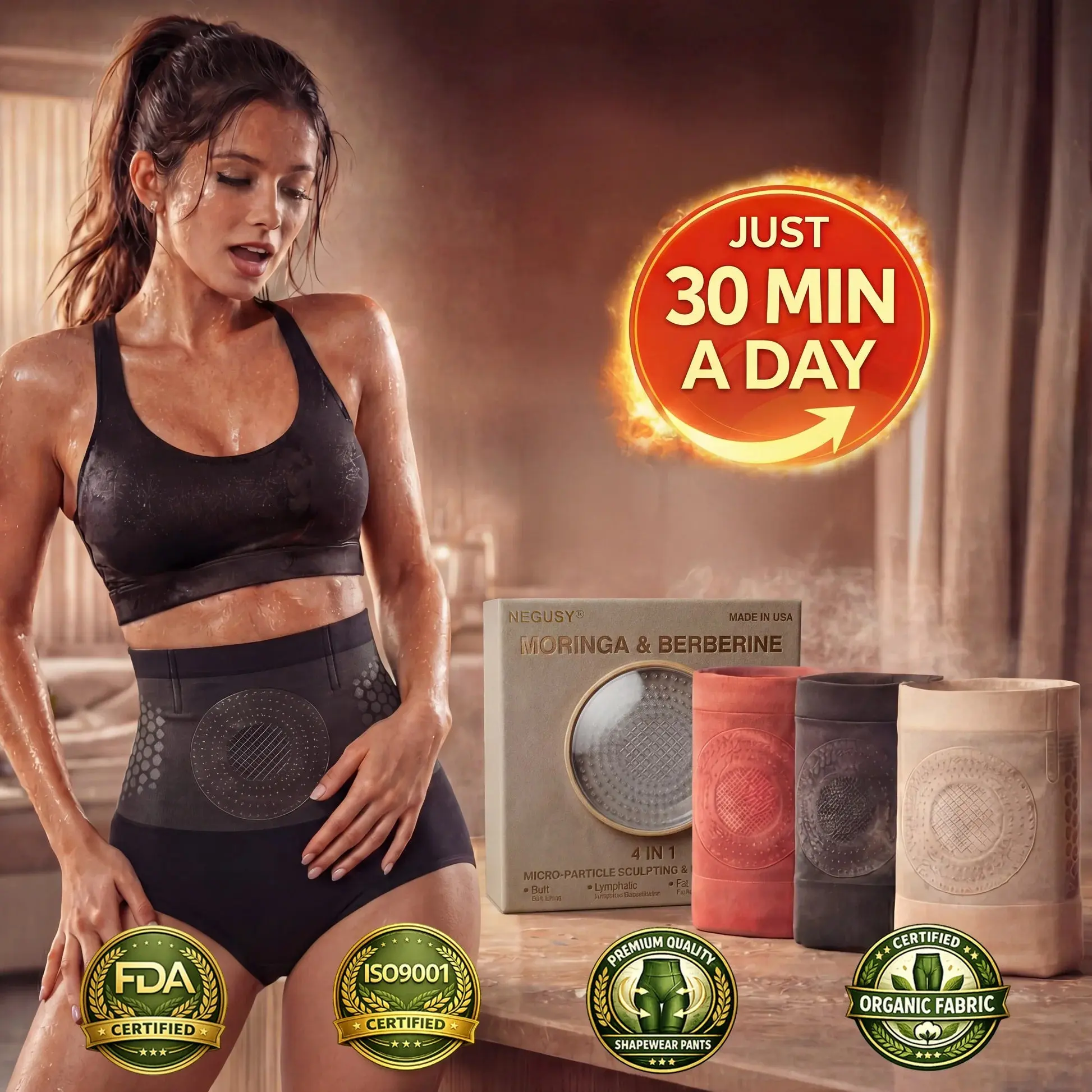 NEGUSY ยฎ 2026 Micro-particle styling and burning gel shorts, 4-in-1 formula with Moringa and Berberine